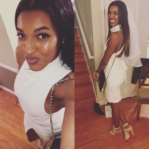 Lavish Alice White High Neck dress